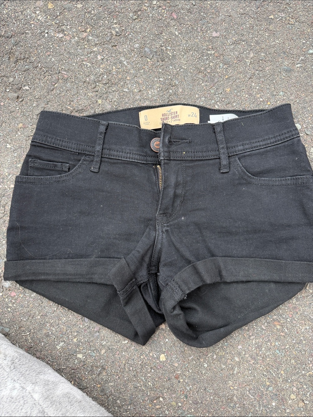 Hollister Black Cuffed Denim Short Shorts